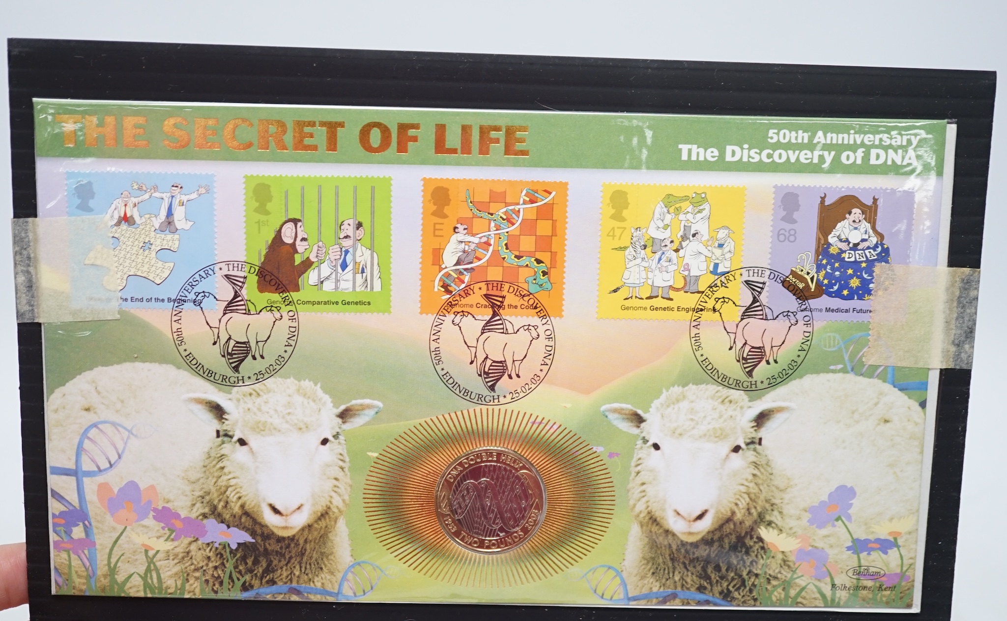 A quantity of assorted modern first day cover commemorative coins to include 2002 United Kingdom Brilliant Uncirculated Coin Collection and 2001 Victorian Anniversary crown